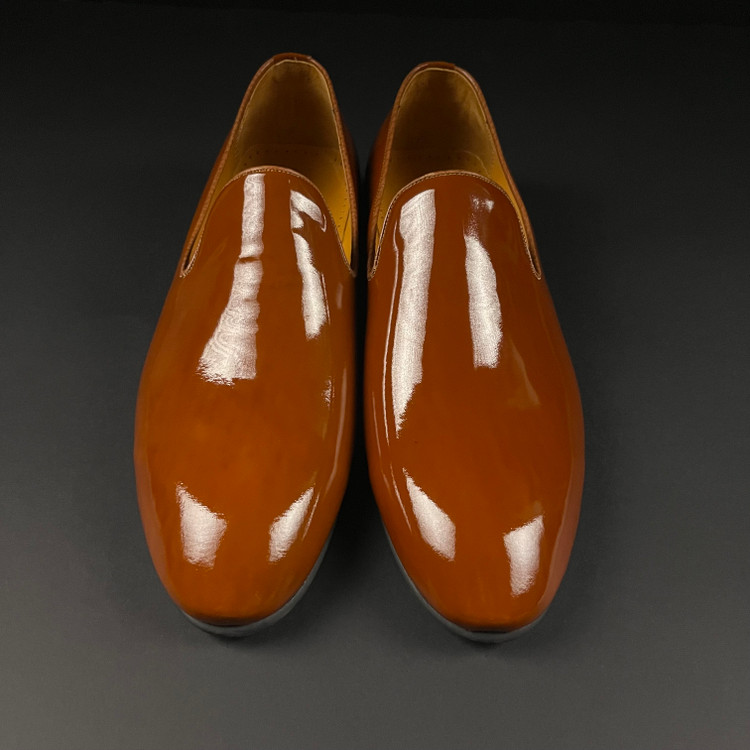 کفش کالج مردانه مدل ونیزی چرم ورنی عسلی